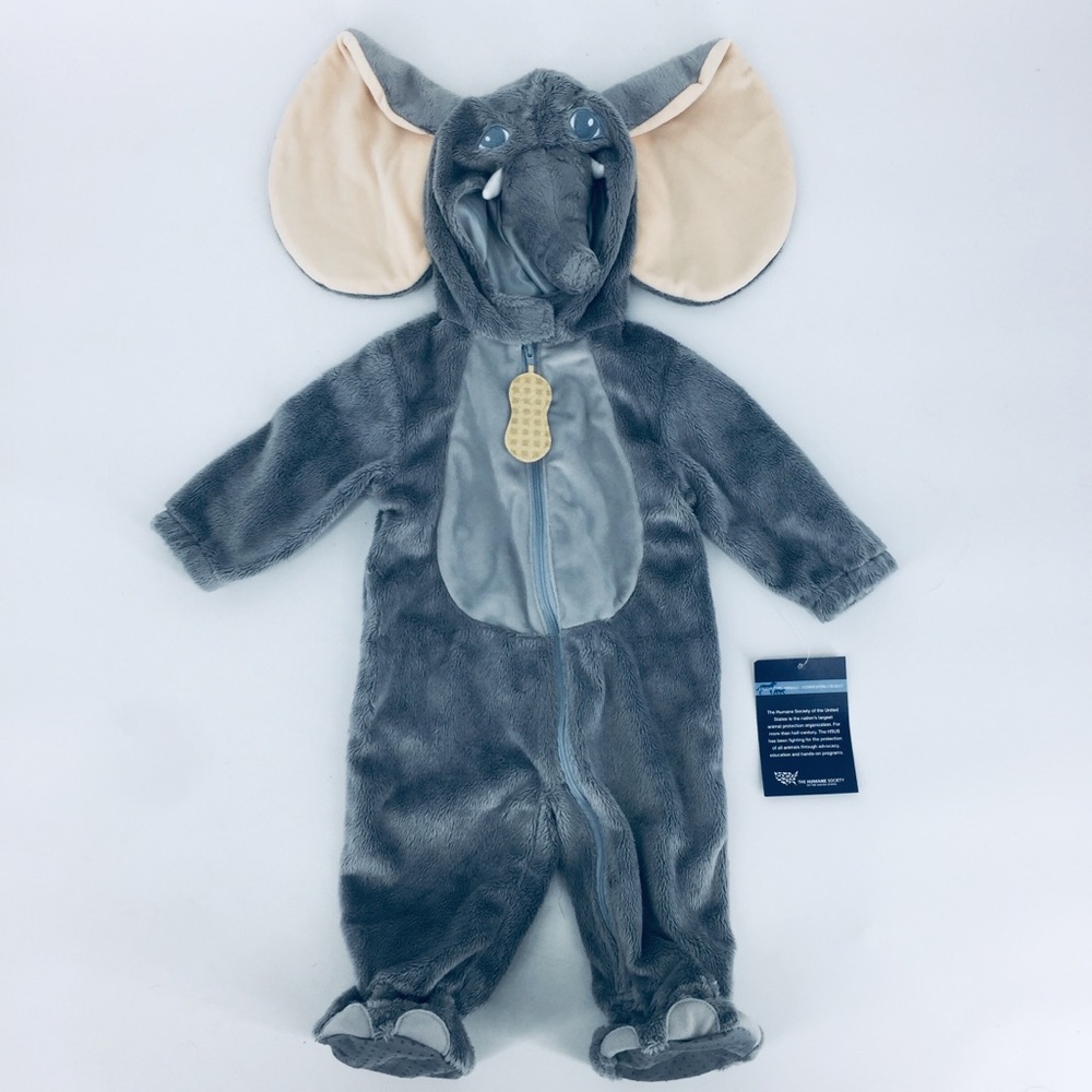 Elephant Plush Hooded Baby Costume - Gray 3-6 mo